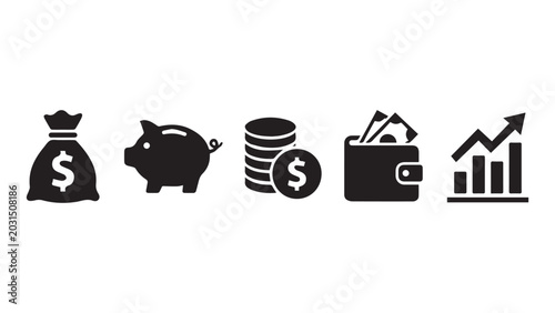 Schilderij op canvas Finance icons