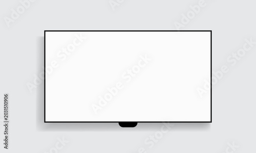 Photos 4K TV flat screen lcd or oled, plasma, realistic illustration, White blank monitor mockup