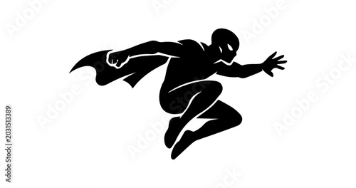 Bild auf Leinwand Dynamic Martial Artist Flying Kick Silhouette