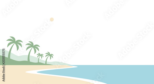 Foto Palm trees on a sandy beach.
