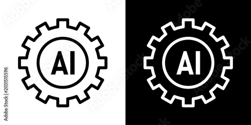 Minimal AI tools icon in outline style featuring artificial intelligence, smart automation, digital productivity, and advanced technology systems.