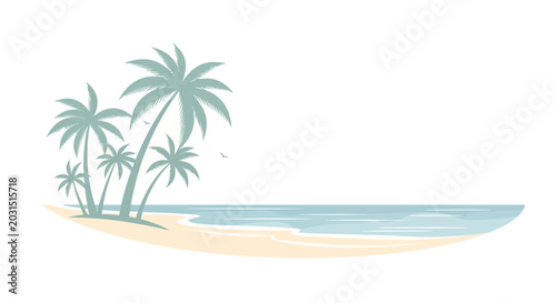 Tableau sur toile Palm trees on sandy beach shore.