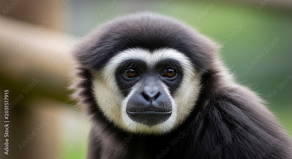 Fototapeta premium Closeup of a black and white monkey.