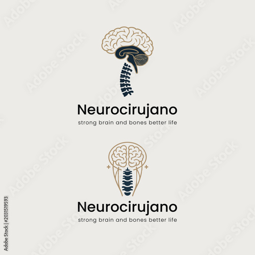 Neurology and spine medical clinic logo vector template