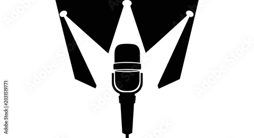 Cuadro en lienzo Microphone Under Spotlight - Performance Concept Icon