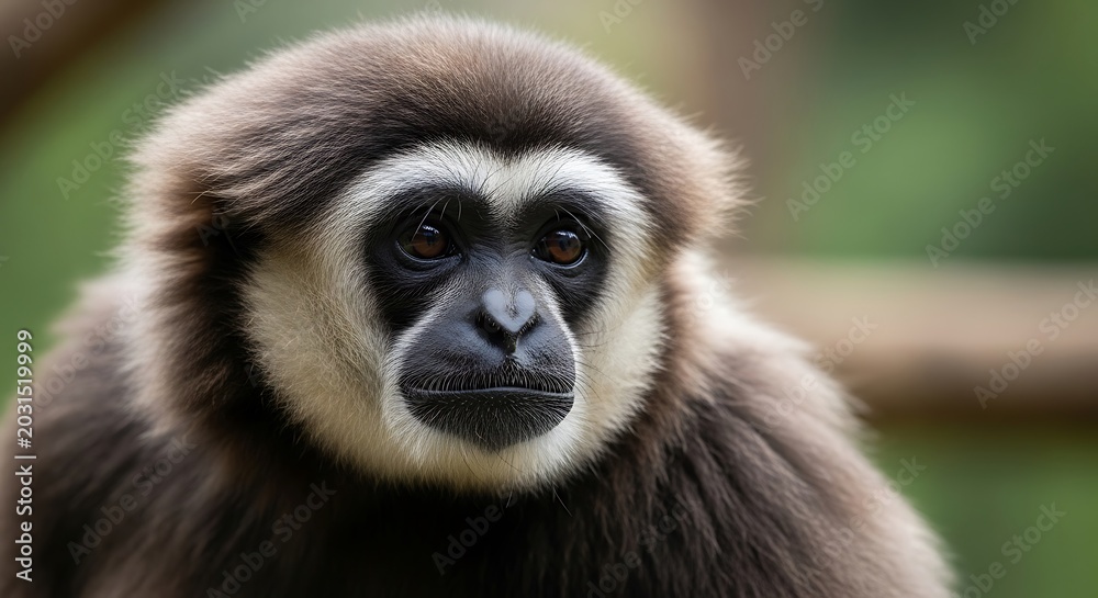 Fototapeta premium Close-up of a monkeys face outdoors.