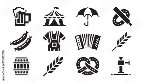 Tableau sur toile Oktoberfest beer festival symbols and icons for celebration and party