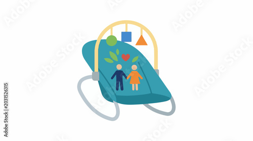 Baby Bouncer Seat with Toy Bar and Family Icons