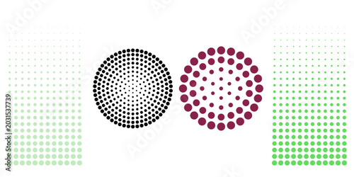 Fotografía Halftone patterns with two circular gradients and two vertical columns