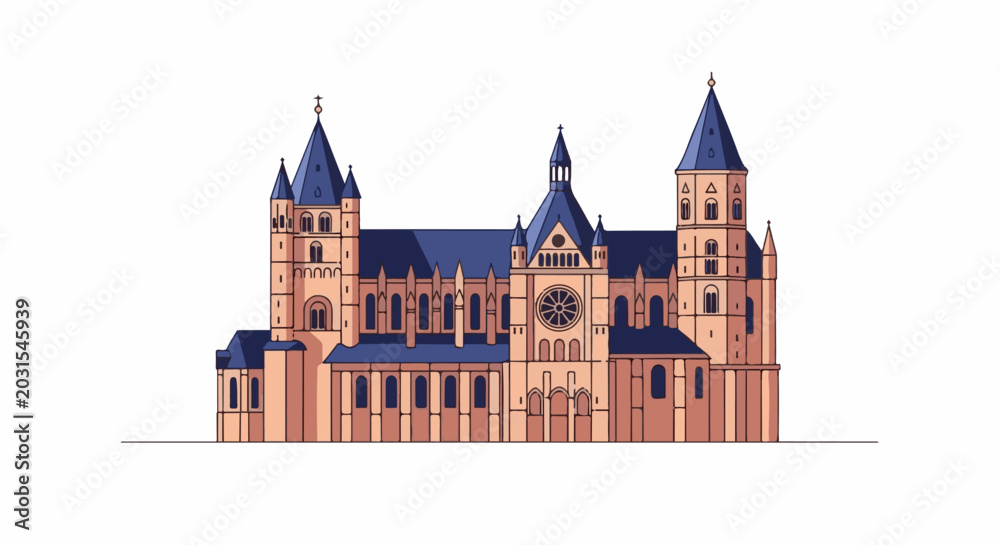Fototapeta premium A grand, gothic-style cathedral with multiple towers and arched windows