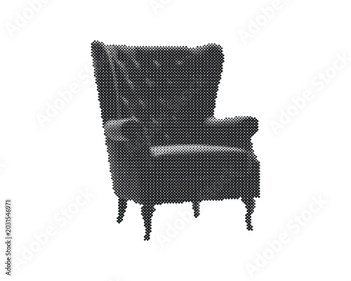 Photos Vintage retro armchair with tufted backrest and button details isolated on white