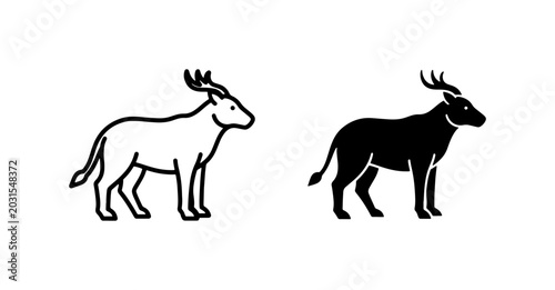 Canvas Print Minimalist antelope vector icons, wild gazelle line art, animal logo set