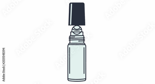 A light blue roll-on bottle with a dark blue cap raised