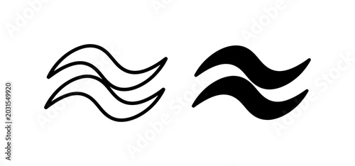 Cuadro en lienzo Double Wavy Lines Symbol, Outline and Solid, Vector Icons for Approximation, Sim