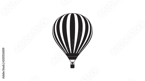 Hot Air Balloon Silhouette Vector | Black White Sky Adventure Travel Float Concept Illustration