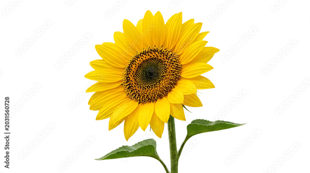 Obraz premium Vibrant sunflower with bright yellow petals isolated on transparent background