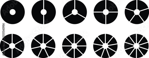 Fotografi Segments of circle with 1 to 10 pieces
