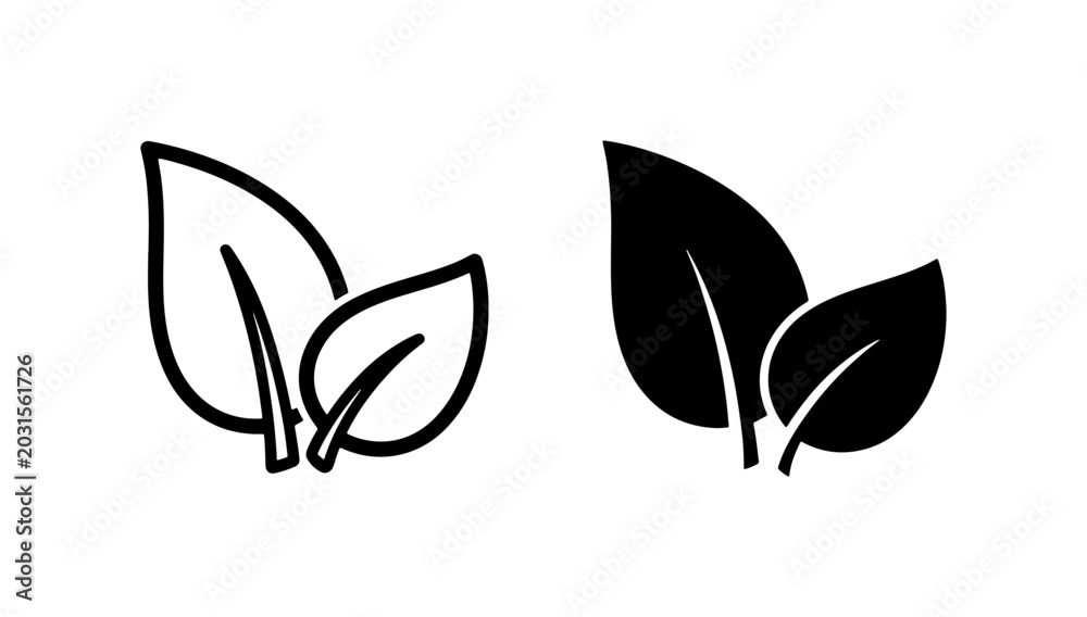 Fototapeta premium Leaf Icons, Nature Symbols, Organic Elements, Eco-friendly Design Vector Set
