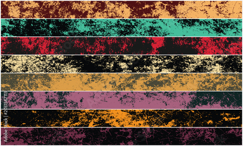 Colorful vintage grunge stripe texture collection.Retro texture set for graphic design.Distressed creative grunge overlay texture for branding,poster,banner etc.