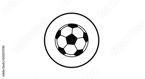 soccer ball icon in a circular frame black and white