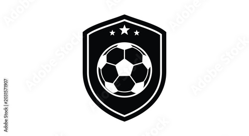 soccer ball emblem black silhouette on white background
