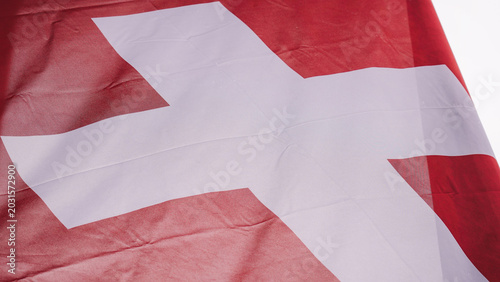 Switzerland National Flag Waving in Wind