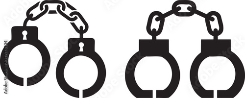 Fotografie Handcuffs icon pair linked with chain police arrest symbol.