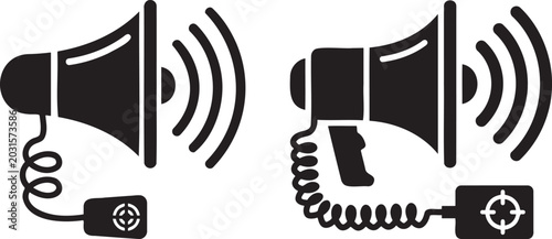Photos Two megaphone icons on white background.
