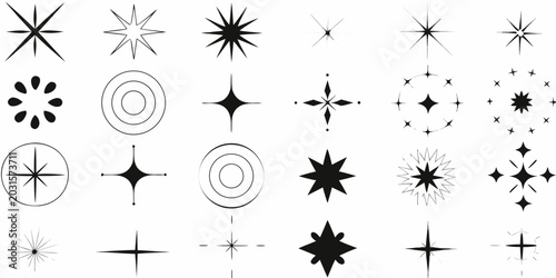 Tableau sur toile collection of abstract starburst and orbital icons on a white background