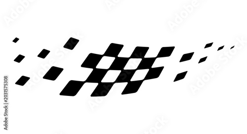 Konstfotografi Flowing racing flag graphic, curved checkered motorsport emblem for car branding, race decals and gaming overlays