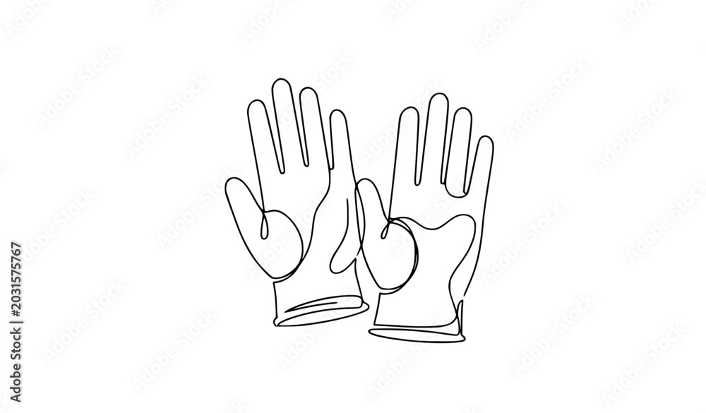 Fototapeta premium Protective Gloves Line Art Illustration