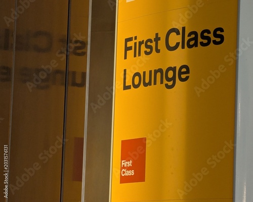 First Class Lounge Sign at Airport