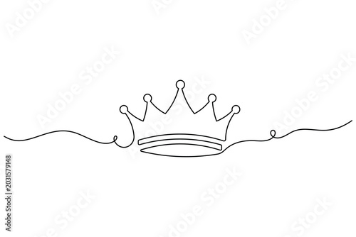 Crown One Line Art Minimal Continuous Line Drawing Vector Illustration