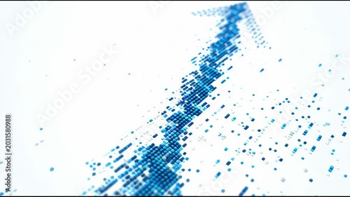 Digital financial chart, abstract blue arrow shapes on a white background, simple investment concept.
