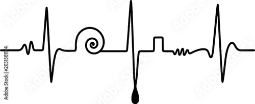 creative heartbeat line ecg pulse wave abstract concept illustration