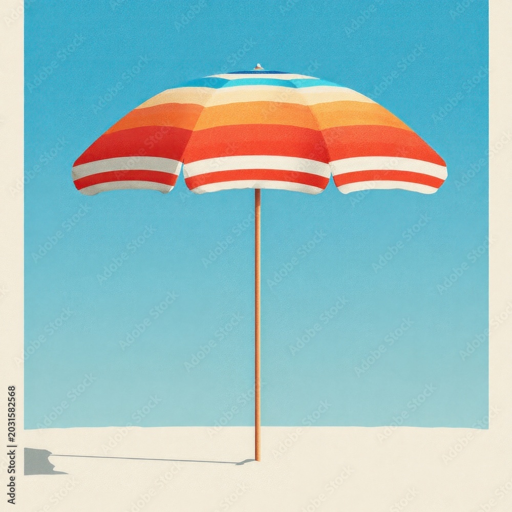 Obraz premium Colorful beach umbrella illustration.