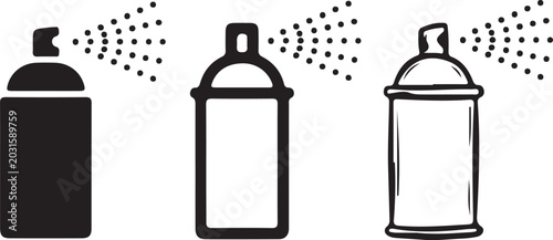 Photos Spray can aerosol paint bottle collection featuring flat outline and hand drawn art styles