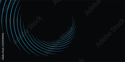 Foto Minimal dark background with teal concentric curved lines.