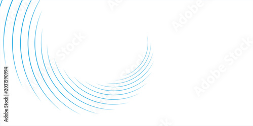 Foto Minimal blue concentric arc lines on white background.