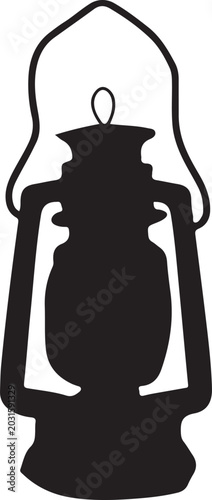 Foto Vintage kerosene lantern silhouette isolated on white background classic lighting object vector illustration