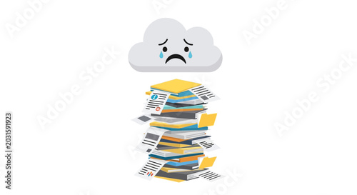 Foto Sad Cloud Overload of Documents and Files
