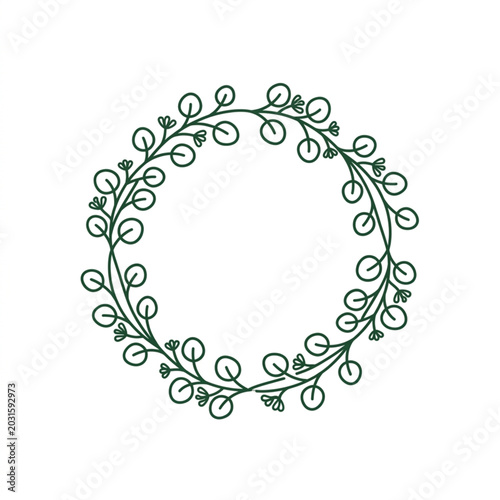 фотографія Simple green eucalyptus wreath illustration with delicate leaves.
