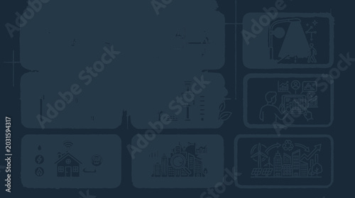 Outline set of smart technology and environmental monitoring systems for modern cities.