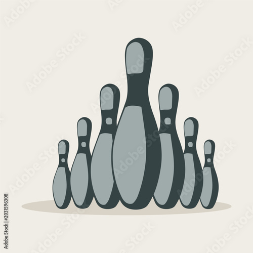 Bowling pins vector illustration isolated on minimal background