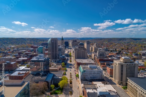 Aerial View of a Bustling Central Business District Skyline