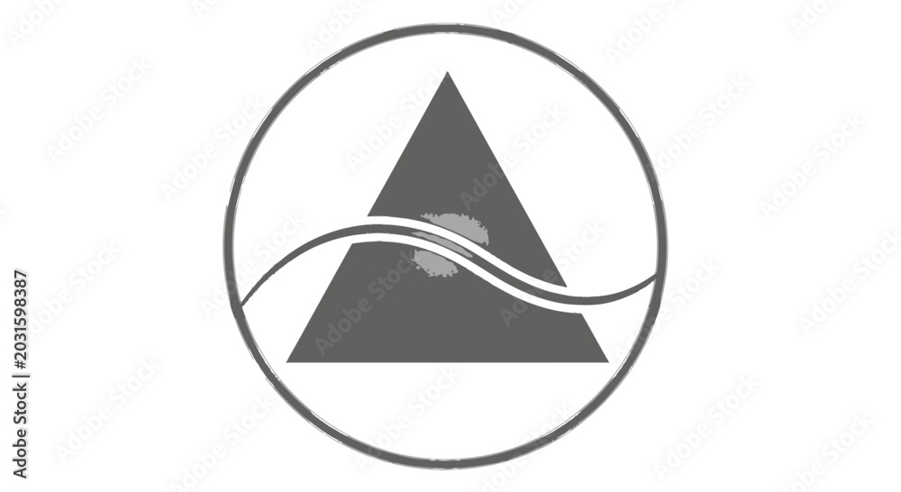 Fototapeta premium Abstract Triangle Symbol with Wave and Cloud in Circle