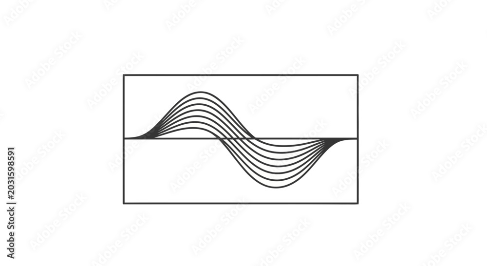 Fototapeta premium Abstract Waveform Lines Flowing Through Rectangular Frame, Dynamic Motion Concept
