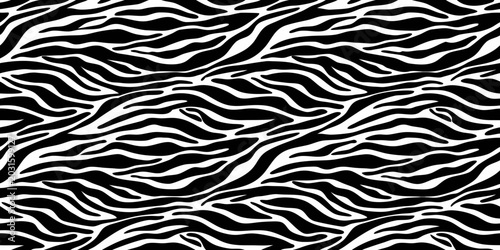 Seamless black and white zebra stripe pattern abstract animal print background