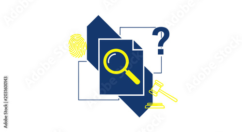 Slika na platnu Investigation, Evidence, Law, Justice, Search, Question, Document, Fingerprint,