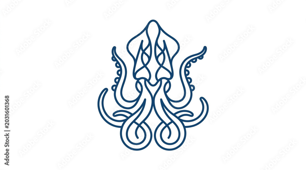 Obraz premium Stylized Line Art Illustration of a Kraken or Squid.